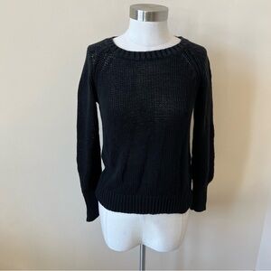 ALC open knit bateau Pullover sweater solid black 17463
